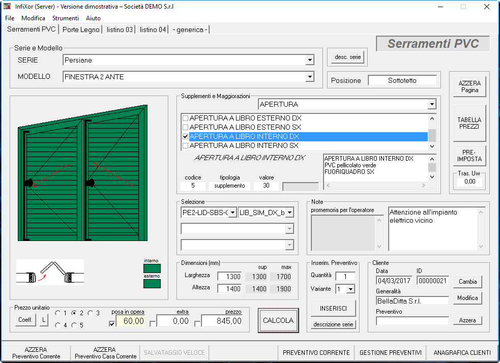 Infixor software preventivi finestre e serramenti Preventivi finestre